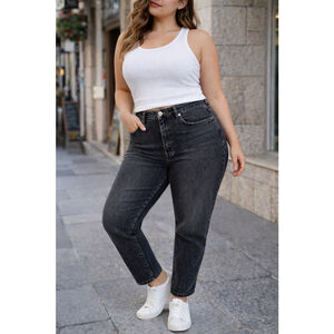 Zara Bliss Mom Jeans Size 31 High Waist Button Fly Cropped 100% Cotton NWT